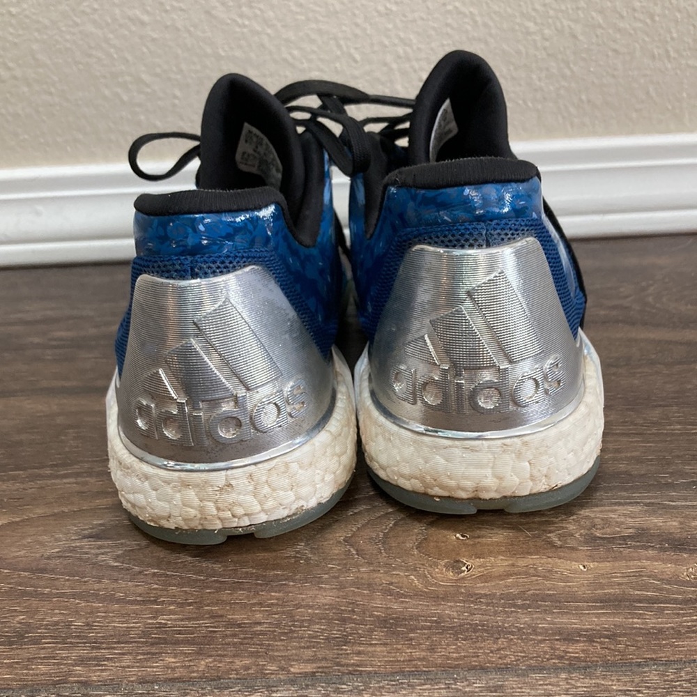Adidas mens supportive basketball sneakers 9.5 EUC blue silver black - Picture 4 of 9